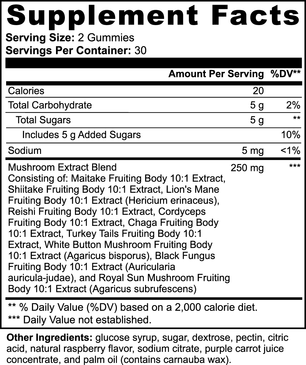 10-in-1 Mushroom Complex Gummies For Focus, Cognition, Health, & Performance